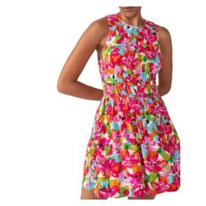 SANCTUARY Womens Pink Floral Sleeveless Round Neck Mini Fit + Flare Dress XXS
